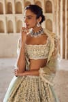 Anushree Reddy_Blue Blouse And Lehenga Organza Embroidery Sequins Square Naina Bridal Set _at_Aza_Fashions