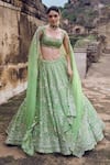 Buy_Anushree Reddy_Green Blouse And Lehenga Organza Embroidery Sequins Naina Floral Bridal Set _at_Aza_Fashions