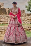 Buy_Anushree Reddy_Red Blouse And Lehenga Raw Silk Embroidery Zari Square Anita Bridal Set _at_Aza_Fashions