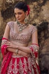 Anushree Reddy_Red Blouse And Lehenga Raw Silk Embroidery Zari Square Anita Bridal Set _Online_at_Aza_Fashions