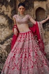 Buy_Anushree Reddy_Red Blouse And Lehenga Raw Silk Embroidery Zari Square Anita Bridal Set _Online_at_Aza_Fashions