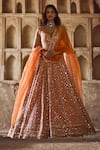 Anushree Reddy_Orange Blouse And Lehenga Organza Embroidery Beads Leela Kalidar Bridal Set _Online_at_Aza_Fashions