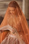 Anushree Reddy_Orange Blouse And Lehenga Organza Embroidery Beads Leela Kalidar Bridal Set _Online