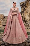 Buy_Anushree Reddy_Pink Blouse And Lehenga Raw Silk Embroidery Leela Floral Kalidar Bridal Set _at_Aza_Fashions