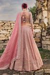 Anushree Reddy_Pink Blouse And Lehenga Raw Silk Embroidery Leela Floral Kalidar Bridal Set _Online_at_Aza_Fashions