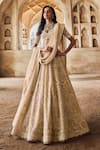 Buy_Anushree Reddy_Ivory Blouse And Lehenga Organza Embroidery Pearl Sweetheart Meena Bridal Set _at_Aza_Fashions