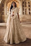 Buy_Anushree Reddy_Ivory Blouse And Lehenga Organza Embroidery Pearl Sweetheart Meena Bridal Set _Online_at_Aza_Fashions