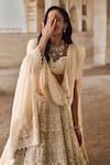 Buy_Anushree Reddy_Ivory Blouse And Lehenga Organza Embroidery Pearl Sweetheart Meena Bridal Set 