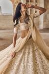 Shop_Anushree Reddy_Ivory Blouse And Lehenga Organza Embroidery Pearl Sweetheart Meena Bridal Set 