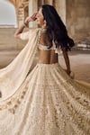 Anushree Reddy_Ivory Blouse And Lehenga Organza Embroidery Pearl Sweetheart Meena Bridal Set _Online