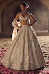 Buy_Anushree Reddy_Ivory Blouse And Lehenga Organza Embroidery Rectangular Beads Sneha Bridal Set _at_Aza_Fashions