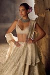 Shop_Anushree Reddy_Ivory Blouse And Lehenga Organza Embroidery Rectangular Beads Sneha Bridal Set _Online_at_Aza_Fashions