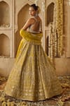 Anushree Reddy_Yellow Blouse And Lehenga Organza Embroidery Rectangular Beads Sneha Bridal Set _Online_at_Aza_Fashions