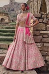 Buy_Anushree Reddy_Pink Blouse And Lehenga Organza Embroidery Zari Sweetheart Rhea Bridal Set _Online_at_Aza_Fashions