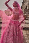 Anushree Reddy_Pink Blouse And Lehenga Organza Embroidery Zari Sweetheart Rhea Bridal Set _at_Aza_Fashions