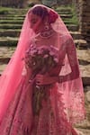 Shop_Anushree Reddy_Pink Blouse And Lehenga Organza Embroidery Zari Sweetheart Rhea Bridal Set 