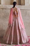 Shop_Anushree Reddy_Pink Blouse And Lehenga Raw Silk Embroidery Beads Plunge Gulab Bridal Set _at_Aza_Fashions