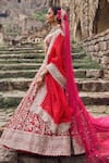 Anushree Reddy_Red Blouse And Lehenga Raw Silk Embroidery Zari Plunge V-neck Divila Bridal Set _at_Aza_Fashions