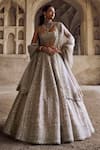 Buy_Anushree Reddy_Ivory Blouse And Lehenga Organza Embroidery Zari Square Divila Bridal Set _at_Aza_Fashions