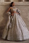 Anushree Reddy_Ivory Blouse And Lehenga Organza Embroidery Zari Square Divila Bridal Set _Online_at_Aza_Fashions