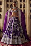 Buy_Anushree Reddy_Purple Blouse And Lehenga Raw Silk Embroidery Zari Renuka Kalidar Bridal Set _at_Aza_Fashions