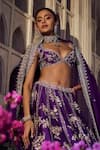 Shop_Anushree Reddy_Purple Blouse And Lehenga Raw Silk Embroidery Zari Renuka Kalidar Bridal Set _Online_at_Aza_Fashions