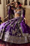 Anushree Reddy_Purple Blouse And Lehenga Raw Silk Embroidery Zari Renuka Kalidar Bridal Set _at_Aza_Fashions