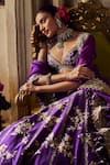 Buy_Anushree Reddy_Purple Blouse And Lehenga Raw Silk Embroidery Zari Renuka Kalidar Bridal Set 