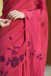 Buy_Vaayu_Pink Muslin Cotton Embellishment Floral High Applique Work Saree With Blouse _Online_at_Aza_Fashions