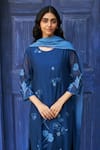 Buy_Vaayu_Blue Muslin Cotton Floral Round Applique Work Kurta Set _Online_at_Aza_Fashions