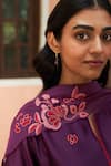 Vaayu_Purple Muslin Cotton Embellishment Floral Amethyst Applique Work Kurta Pant Set _Online_at_Aza_Fashions