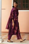 Vaayu_Purple Muslin Cotton Embellishment Floral Amethyst Applique Work Kurta Pant Set _at_Aza_Fashions