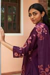 Buy_Vaayu_Purple Muslin Cotton Embellishment Floral Amethyst Applique Work Kurta Pant Set 