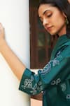 Vaayu_Green Muslin Cotton Embellishment Floral Applique Detailed Straight Kurta Set _at_Aza_Fashions