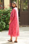 Shop_Vaayu_Pink Muslin Cotton Printed Floral V Neck Scattered Dress _at_Aza_Fashions