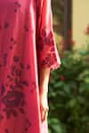 Buy_Vaayu_Pink Muslin Cotton Embellished Floral V Neck Applique Kurta With Pant _Online_at_Aza_Fashions