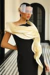 Buy_Supria Munjal_Black Crepe (100% Polyester) Asymmetric Ruffle Wave Gown _Online_at_Aza_Fashions