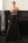 Buy_Supria Munjal_Black Tafetta(100% Polyester) Straight Pleated Tube Gown _at_Aza_Fashions