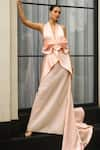 Supria Munjal_Pink Crepe Embellished Sequin Collared Halter Mermaid Fall Gown _Online_at_Aza_Fashions