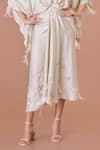 Buy_DILNAZ_Ivory Blended Satin Embroidery Twisted Yoke Asymmetric Kaftan With Draped Skirt _Online_at_Aza_Fashions