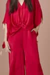 Buy_DILNAZ_Red Blended Satin V Neck Jumpsuit With Kaftan _Online_at_Aza_Fashions