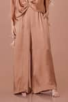 Buy_DILNAZ_Brown Blended Satin V Neck Plain Jumpsuit With Kaftan _Online_at_Aza_Fashions