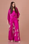Buy_DILNAZ_Purple Blended Satin V Neck Jamun Latkan Kaftan _at_Aza_Fashions