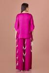 Shop_DILNAZ_Purple Blended Satin V Neck Jamun Latkan Kaftan _at_Aza_Fashions