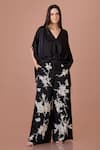 Buy_DILNAZ_Black Blended Linen Embroidered Parsi Gara Floral Trouser _at_Aza_Fashions