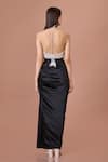 Shop_DILNAZ_Black Blended Satin Solid Draped Skirt _at_Aza_Fashions