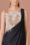 DILNAZ_Beige Net Embellished Jewel Scoop Sequin Blouse _Online_at_Aza_Fashions