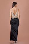 Shop_DILNAZ_Beige Net Embellished Sequin Illusion Feather Top _at_Aza_Fashions