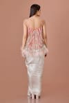 Shop_DILNAZ_Pink And Power Embellished Feather Sweetheart Sequin Wave Tie-up Top _at_Aza_Fashions