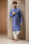 Buy_Arihant Rai Sinha_Blue Silk, Cotton Pintux Kurta Set _at_Aza_Fashions